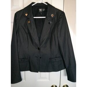 Worth Blazer Jacket Business Career Button Front Graphite Gray Silver Buttons 12